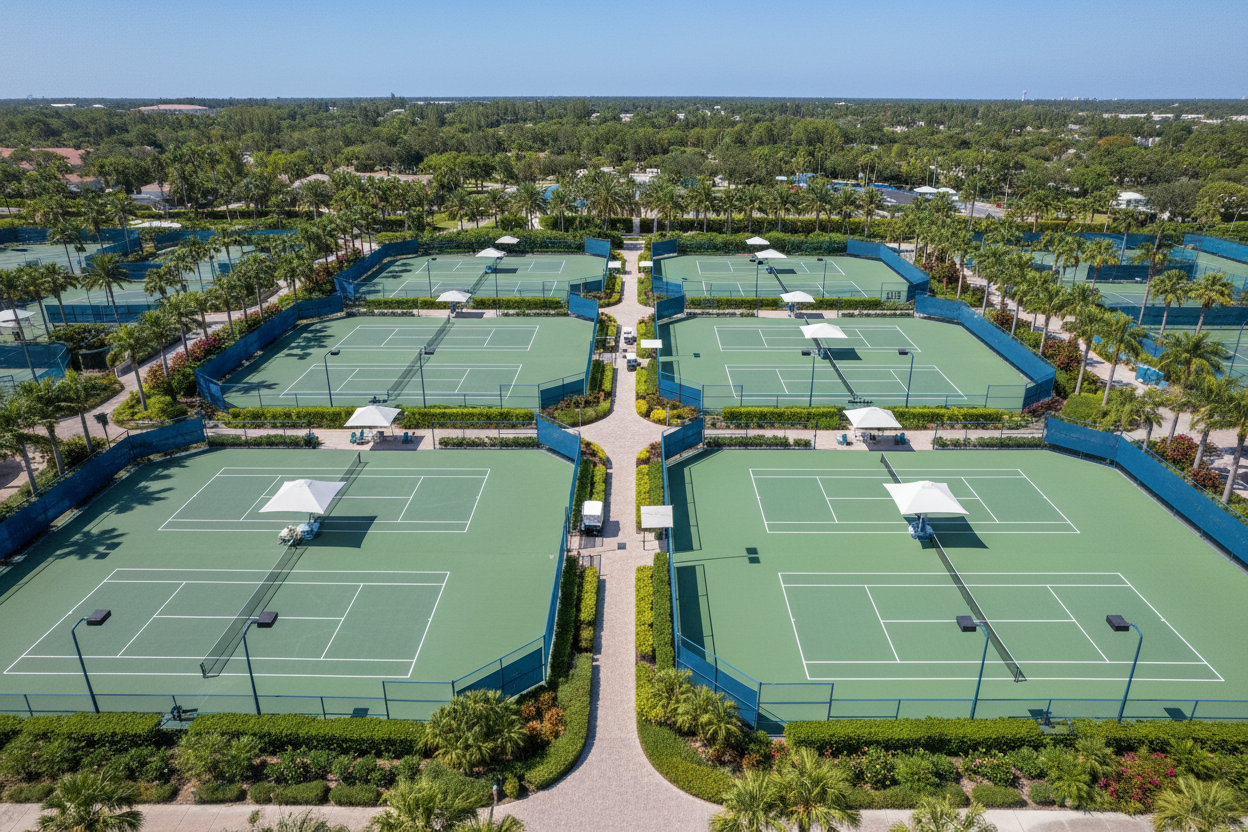 Tenis Coart complex, multiple coarts in the complex and all of them in green 